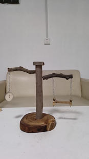 鹦鹉站架天然实木带树皮秋千木片配件花椒木站杆，随机发货