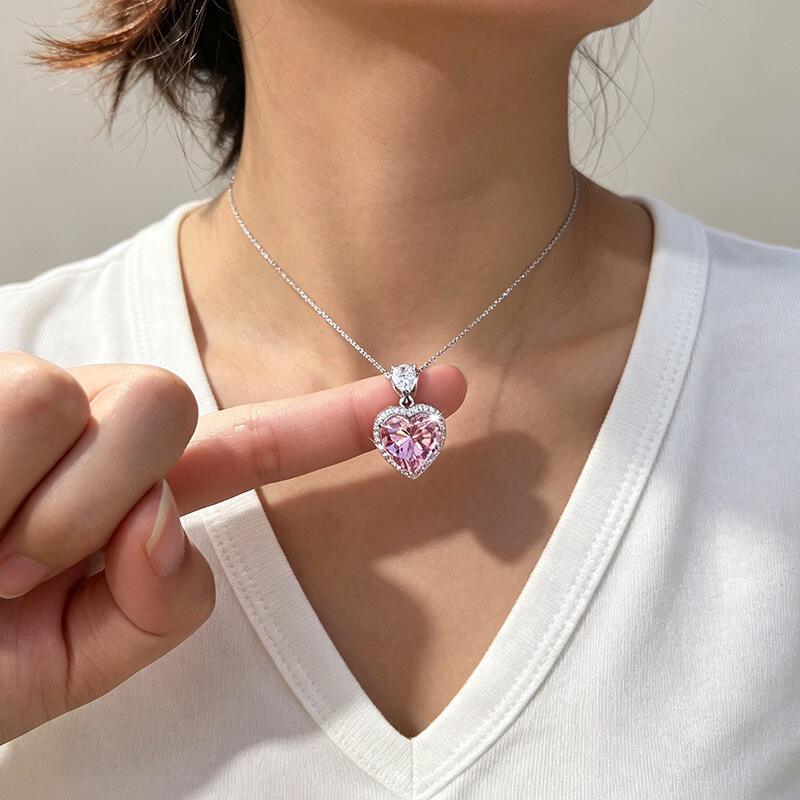 小众满钻爱心锆石锁骨链女式