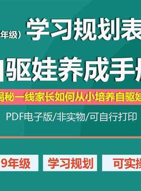 小学初中生1-9年级自驱娃养成手册牛娃搞笑学习规划表PDFword素材