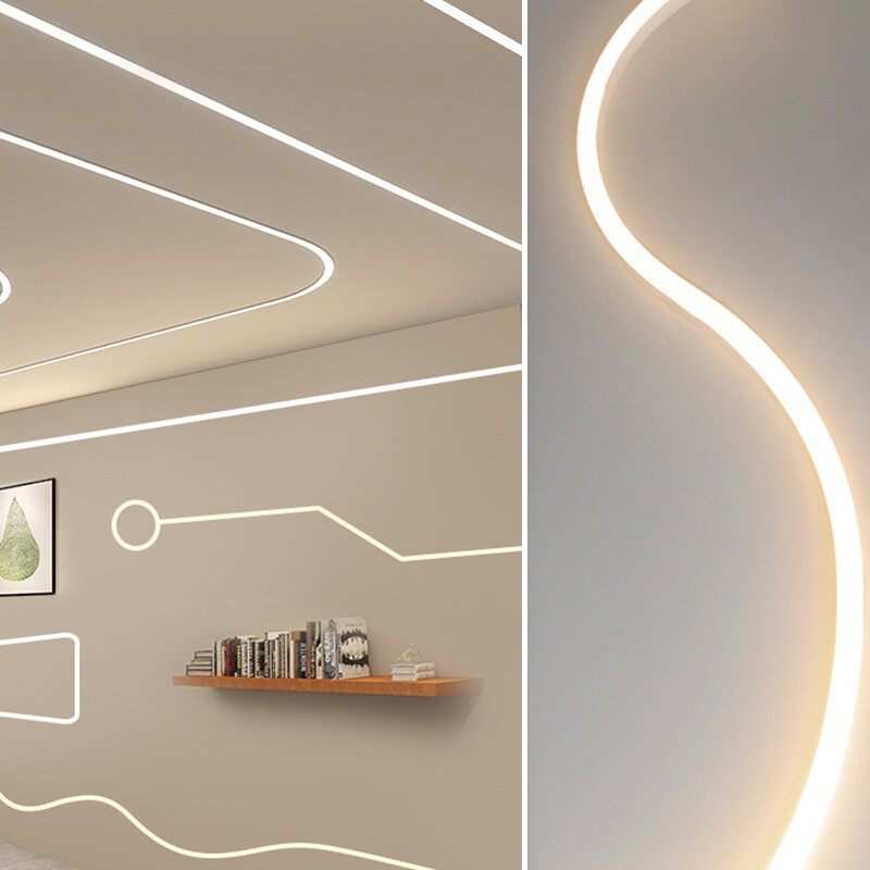 220v硅胶灯带线形灯条软套管led柔性弯曲线型弧形灯带造型嵌入式