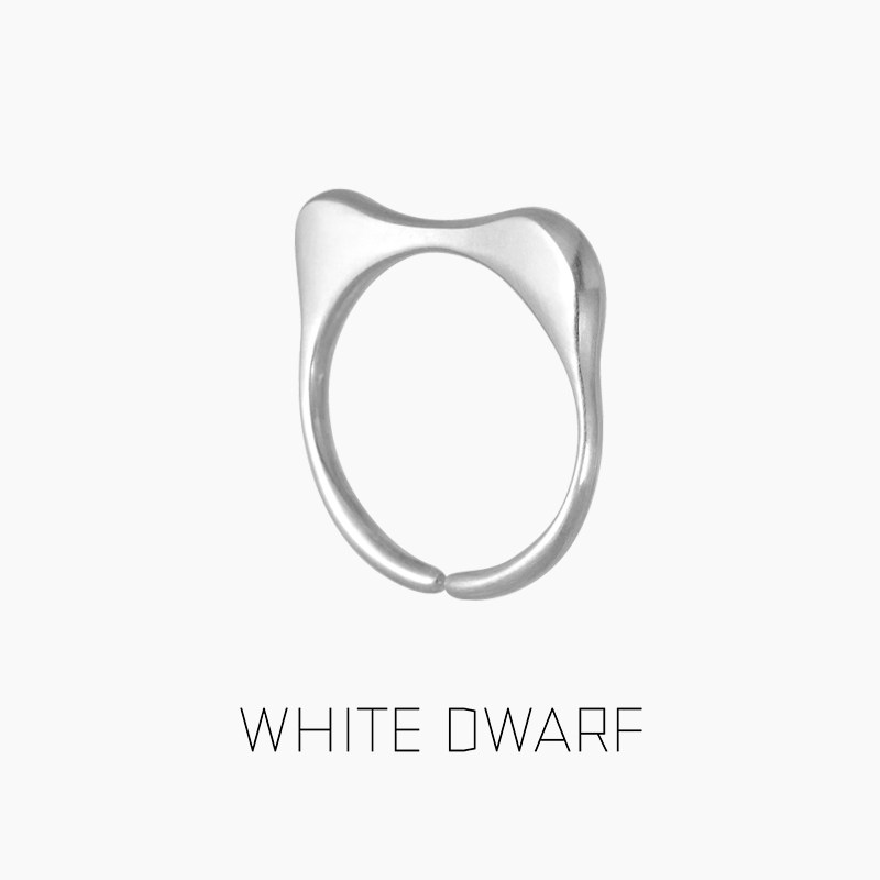 WHITE DWARF突触后戒指925银叠戴开口可调节简约流线女原创设计师