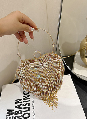 Handheld rhinestone heart bag premium手提水钻爱心包高级