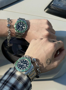 ALEXII银色实心钛钢骰子手链23ss韩版简约个性vibe风男女情侣配饰