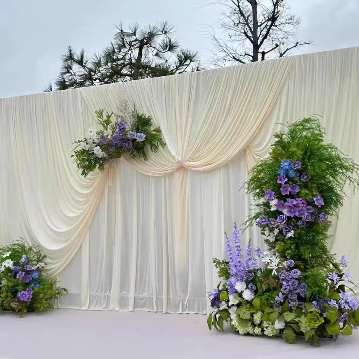 婚礼舞台装饰幕布婚庆背景纱幔韩式哑光牛奶丝弹力布打底背景布幔