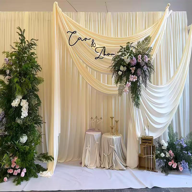 婚礼舞台装饰幕布婚庆背景纱幔韩式哑光牛奶丝弹力布打底背景布幔