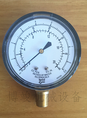 原装美国MARSH马绍恩0~8.6KPA瓦斯压力表气压表膜盒微压表G22709