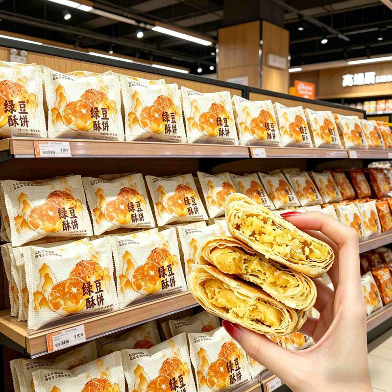 绿豆酥饼传统糕点下午茶点心办公室解馋休闲儿时整箱独立包装