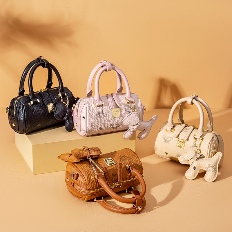 香港代购皮具小包包女2023新款潮手提斜跨包时尚波士顿mini枕头包