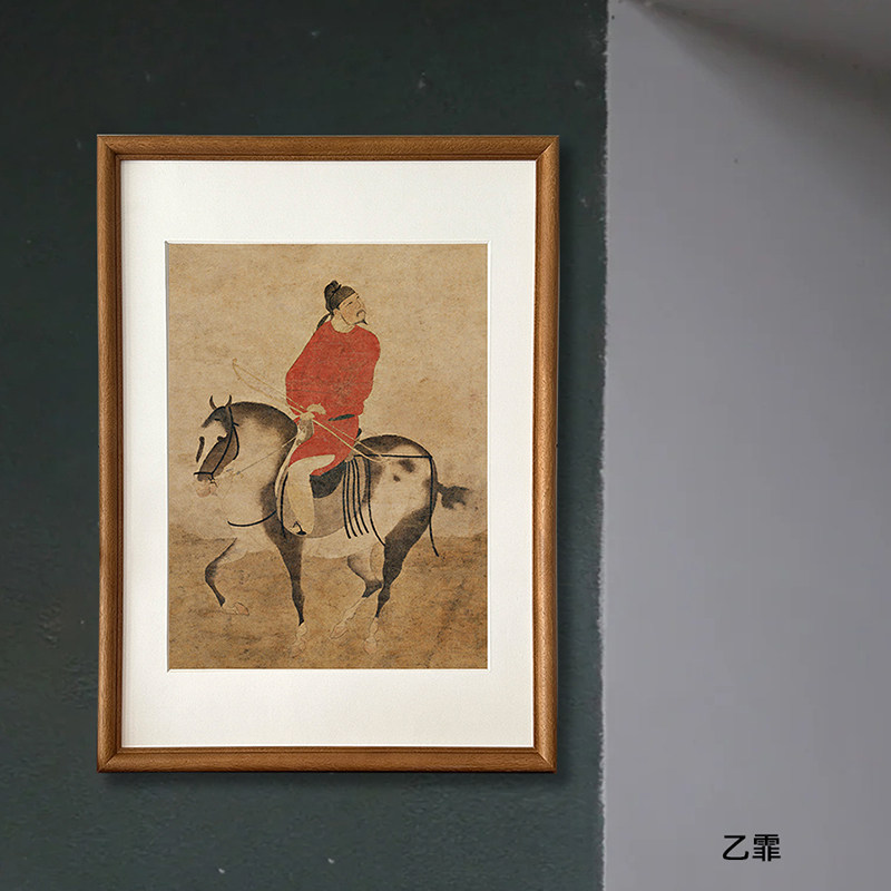 桔子格调 挟弹游骑图 中古新中式客厅卧室书房复古茶室挂画装饰画