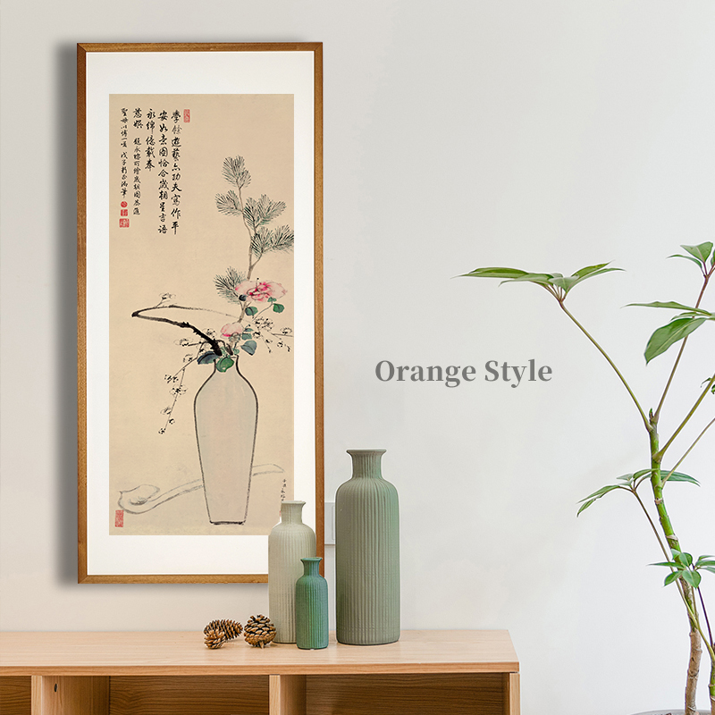 平安如意新中式鲜花日式原木挂画