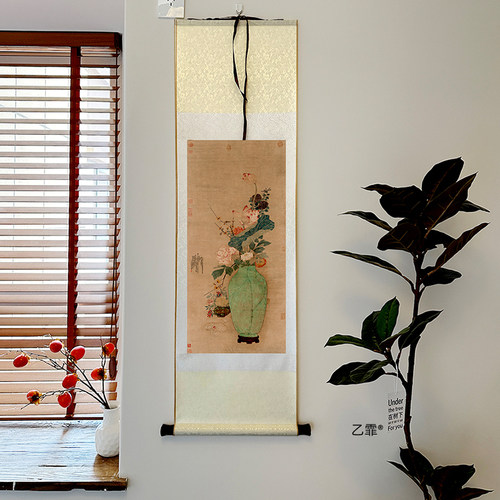 岁朝图花瓶图中式卷轴