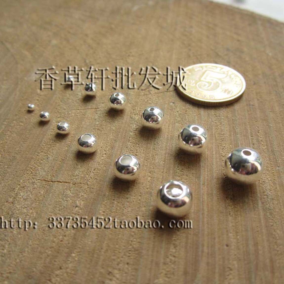 DIY配件 2MM3MM 4MM5MM  6MM 7MM 8MM 925纯银光面珠 隔珠 0023#