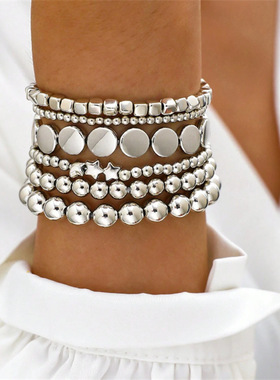 跨境欧美春夏新款圆形女手链金属