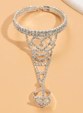 饰品 欧美跨境流行夜店女士手链手环指环水钻手链流苏女手环晚宴