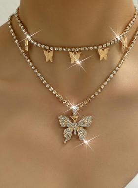 欧美跨境饰品个性精致百配时尚气质晚会晚宴婚礼首饰热门蝴蝶项链