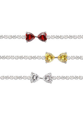 闺蜜款在逃公主蝴蝶结少女心桃心爪钻手链 钛钢银色