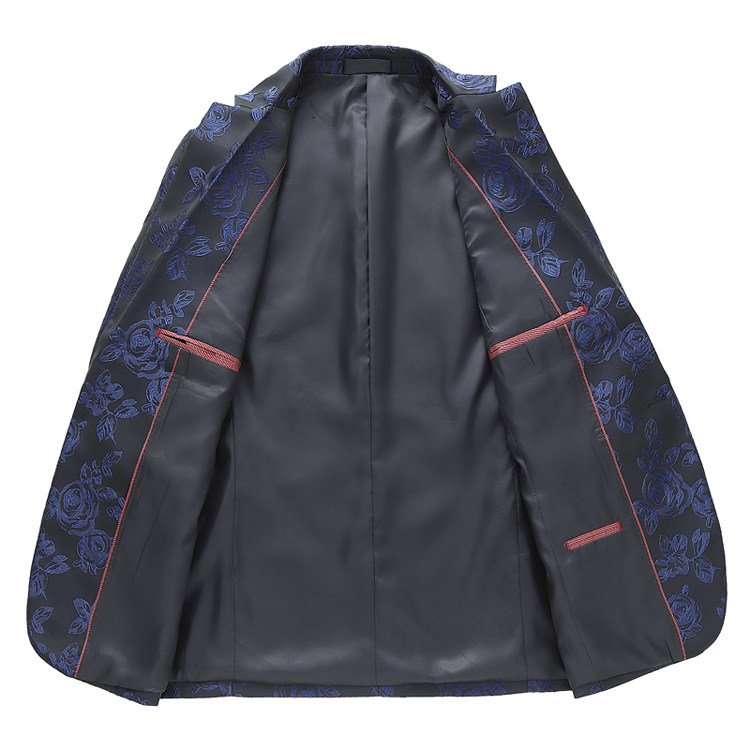 春季新款男式青年西装刺绣玫瑰提花修身花色帅气西服9916p130,男装西服,星座1507
