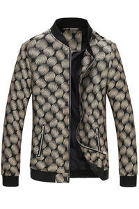 2023春秋新款青年男式刺绣夹克衫加肥大码修身提花外套潮JK317p90图片