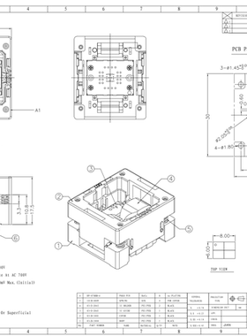 QFN8-1.27-TP11GS(6X8)QFN8烧录座1.27间距6*8尺寸座QFN8烧录测试