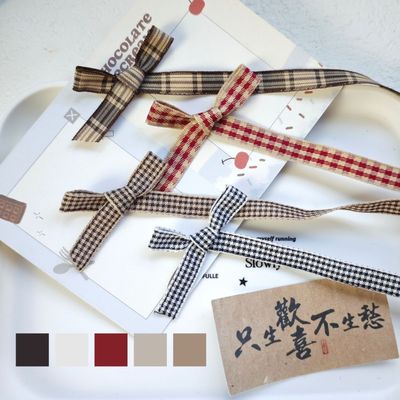 1cm蛋糕韩系格纹丝带包装装饰蝴蝶结diy材料混装格子手工彩带头饰