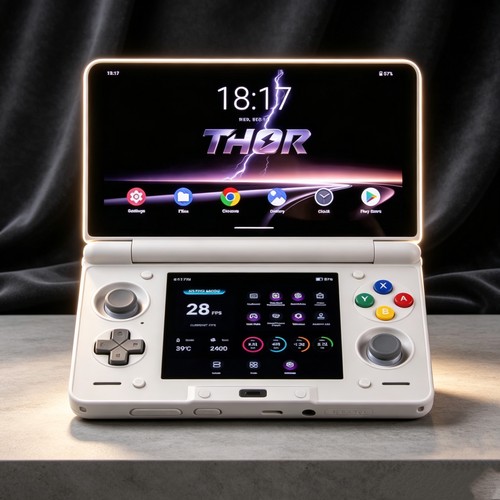 THOR雷神双屏翻盖掌机双OLED屏掌机开源掌机毕业机手游索尔游戏机