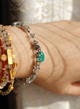 黑尖晶独特法国14k包金原创设计