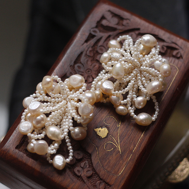 原创设计天然淡水珍珠海胆花小众轻奢中古复古AGETE风耳环耳夹女