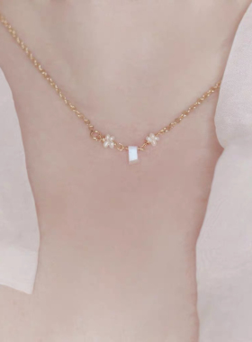 稀有蓝光月光石美国14K包金不掉色双层精致超迷你锁骨项链choker