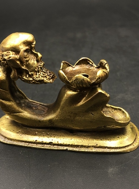 古玩杂项 达摩香座 倒流香香薰台 小号家居工艺摆件 铜器