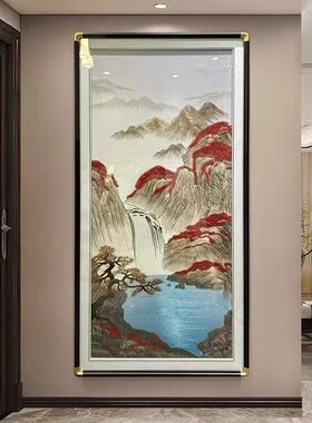 247鸿运当头山水画织锦绣装饰画苏绣客厅刺绣挂画苏绣80160
