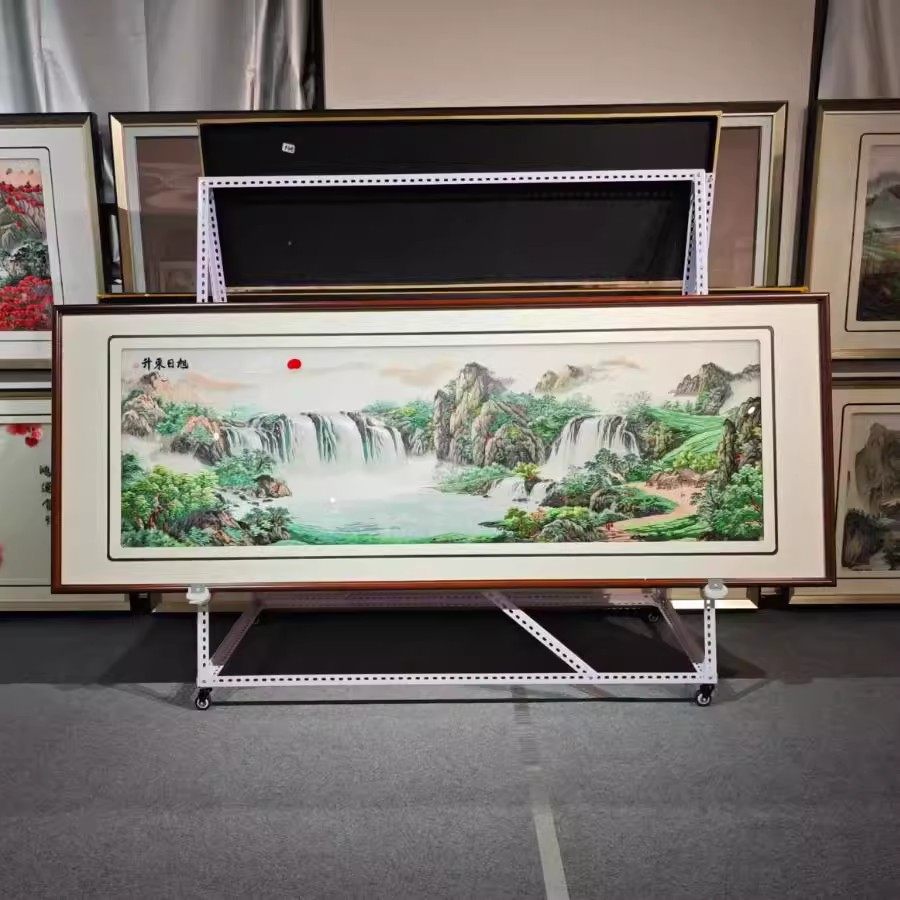 259旭日东升客厅沙发背景墙书房茶室大厅中堂刺绣装饰画80230