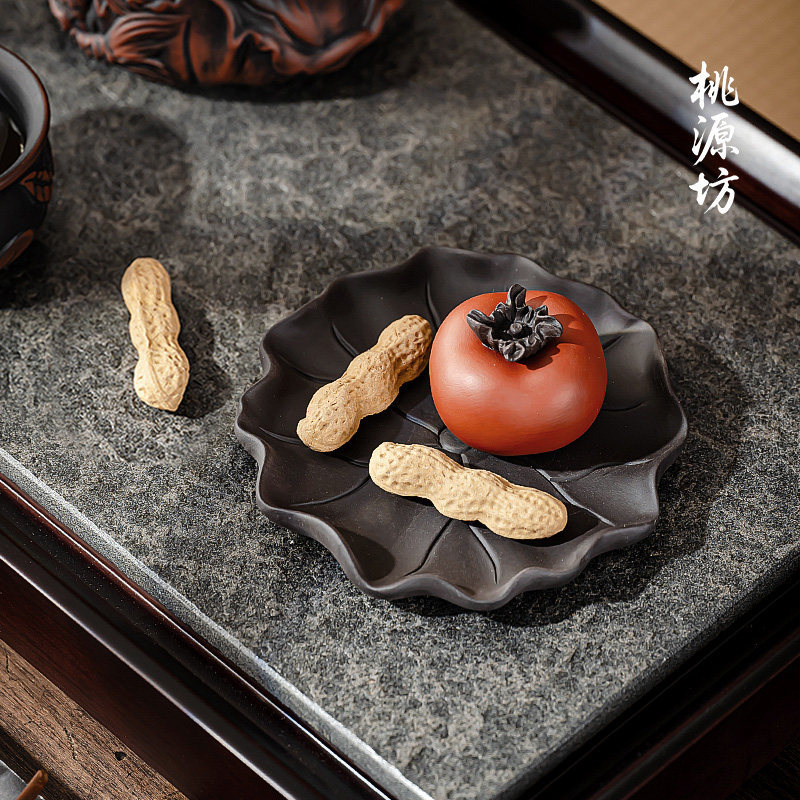 紫砂茶宠小摆件精品高端可养花生柿子茶桌茶台装饰品茶具好柿发生