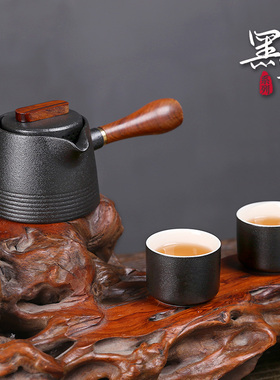 黑色陶瓷侧把壶茶壶单壶功夫茶具套装家用泡茶日式配件茶杯公道杯