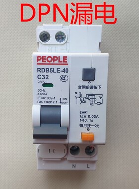 PEOPLE人民电器DPN32A漏电开关25 C16家用保护器220V双进双出20