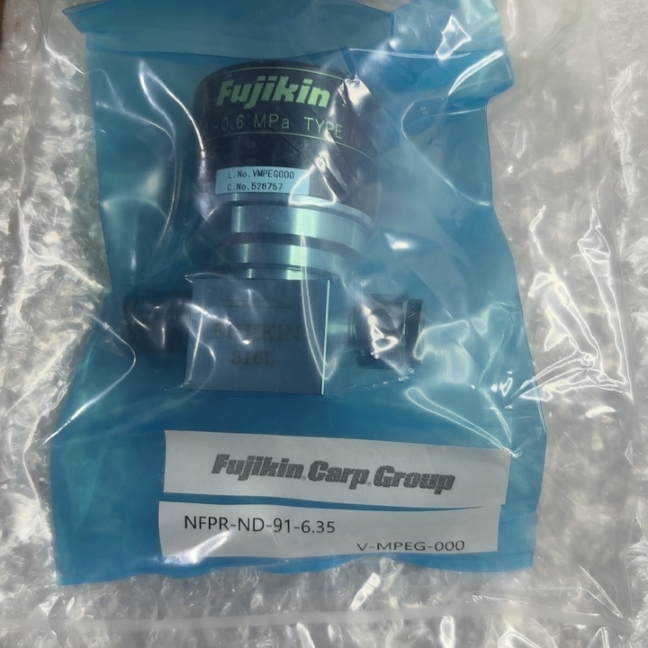 富士金fujikin气动低压1/4卡套隔膜阀NFPR-ND-91-6.35 常闭1.0mpa