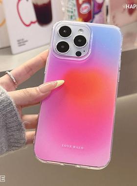 ins白色闪粉壳友爱光晕适用苹果16PM可爱壳iphone17pro保护壳