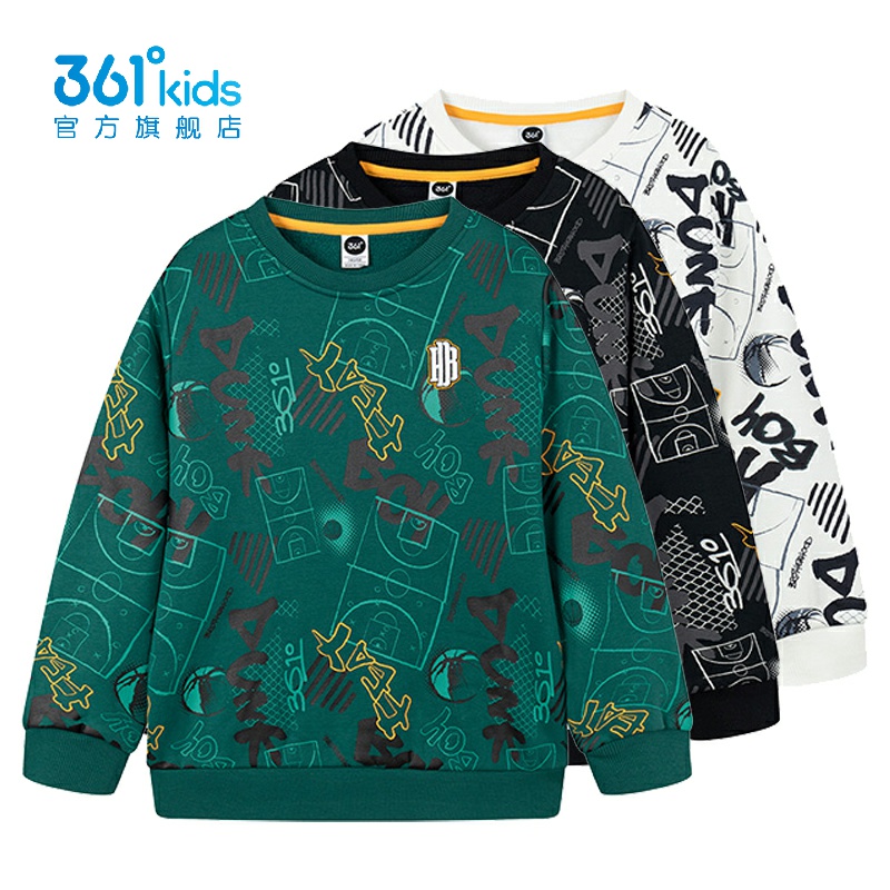 361度男童套头加绒卫衣新品冬季中大童保暖运动上衣K52341313