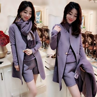 Quần áo nữ châu Âu 2019 quần áo mùa thu mới Hàng hóa châu Âu áo khoác len màu tím trong phần dài của phiên bản Hàn Quốc của áo vest giải trí lỏng lẻo - Áo vest vest công sở nữ