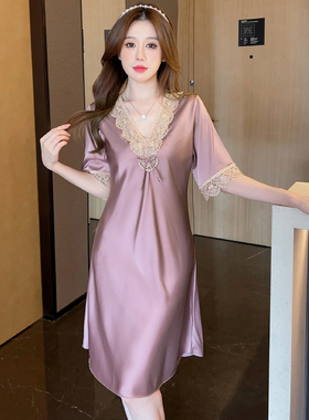 冰丝睡衣女士夏季2025年新款性感睡裙丝绸薄款高级感连衣裙家居服