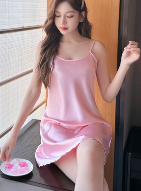 冰丝凉感睡裙女2026新款夏吊带睡衣高级感性感美背薄款宽松家居服