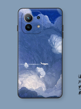 油画风蓝色天空适用小米12/11pro/10s手机壳红米K40/K30/note9潮