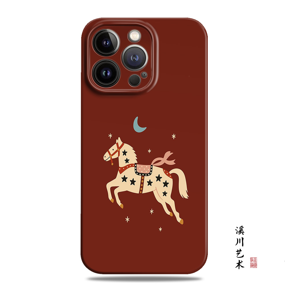 马踏星辰红色新年卡通手机壳可爱