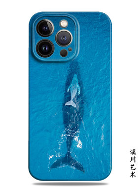文艺深蓝大海鲸鱼手机壳全包菲林