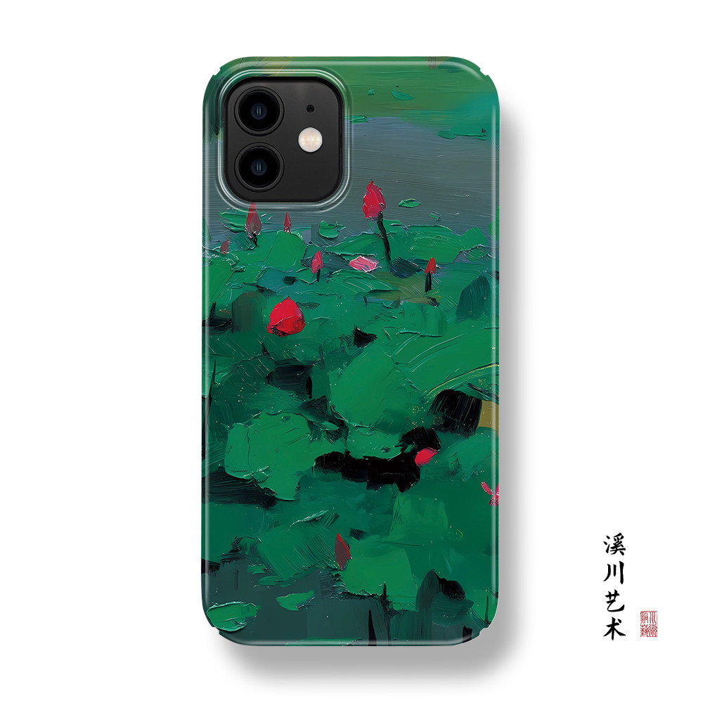 吴冠中红莲油画手机壳小众艺术