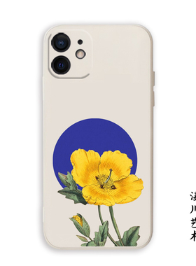 复古文艺花朵插画适用苹果15promax手机壳14小米13华为nova12透明mate60荣耀90硅胶oppreno11防摔vivox100软