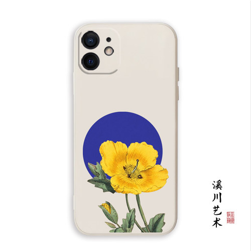 复古文艺花朵插画手机壳全包简约