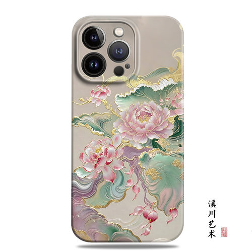 新中式牡丹荷花轻奢国风手机壳
