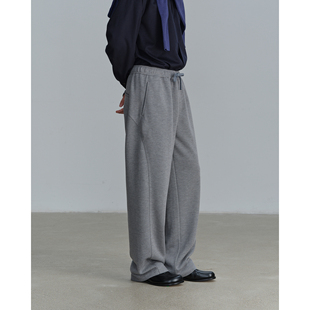 醋酸羊绒双层复合面料可机洗弧线分割垂坠保暖卫裤kurokawa黑川