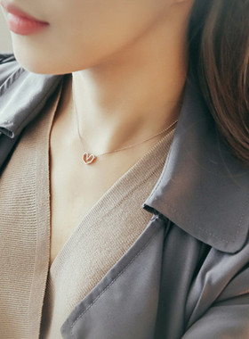 原创手工拉丝心形送女友吊坠项链