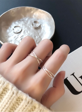 纯银绕线日韩风学生戒指